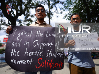 Nepali students affiliated with the All Nepal National Free Students Union (Unified Socialist) are holding a solidarity demonstration in sup...