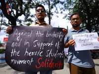 Nepali students affiliated with the All Nepal National Free Students Union (Unified Socialist) are holding a solidarity demonstration in sup...