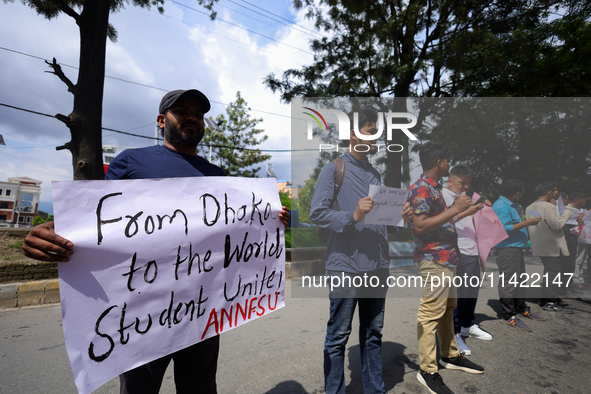 Nepali students affiliated with the All Nepal National Free Students Union (Unified Socialist) are holding a solidarity demonstration in sup...