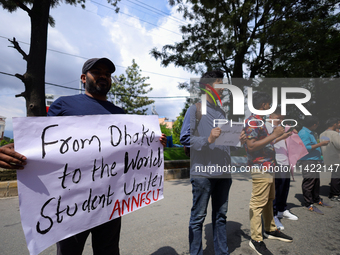 Nepali students affiliated with the All Nepal National Free Students Union (Unified Socialist) are holding a solidarity demonstration in sup...