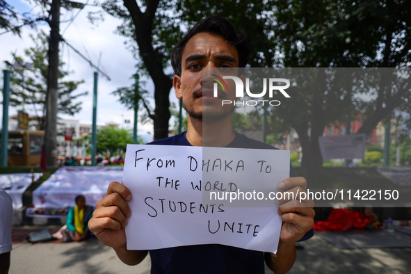 Nepali students affiliated with the All Nepal National Free Students Union (Unified Socialist) are holding a solidarity demonstration in sup...