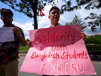 Nepali students affiliated with the All Nepal National Free Students Union (Unified Socialist) are holding a solidarity demonstration in sup...