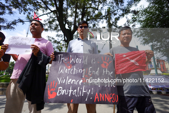 Nepali students affiliated with the All Nepal National Free Students Union (Unified Socialist) are holding a solidarity demonstration in sup...