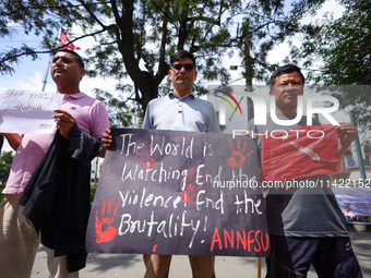 Nepali students affiliated with the All Nepal National Free Students Union (Unified Socialist) are holding a solidarity demonstration in sup...