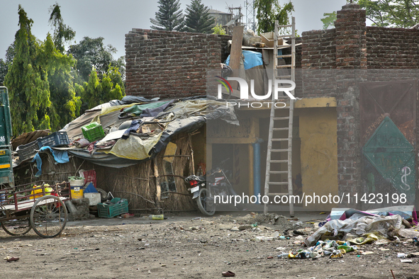 A house is standing in Haldwani, Uttarakhand, India, on April 23, 2024. 