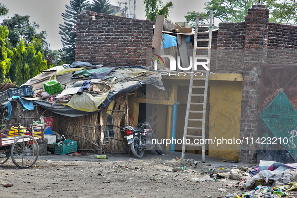 A house is standing in Haldwani, Uttarakhand, India, on April 23, 2024. 