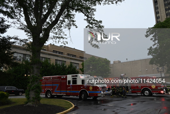 Emergency teams are outside. A generator and power outage issue are prompting a fire department response at Nassau University Medical Center...