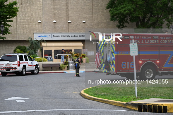 Emergency teams are outside. A generator and power outage issue are prompting a fire department response at Nassau University Medical Center...