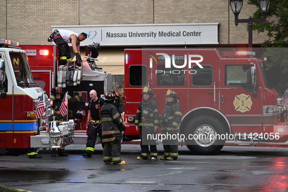 Emergency teams are outside. A generator and power outage issue are prompting a fire department response at Nassau University Medical Center...