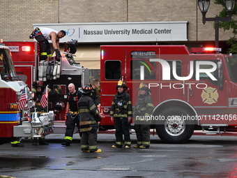 Emergency teams are outside. A generator and power outage issue are prompting a fire department response at Nassau University Medical Center...