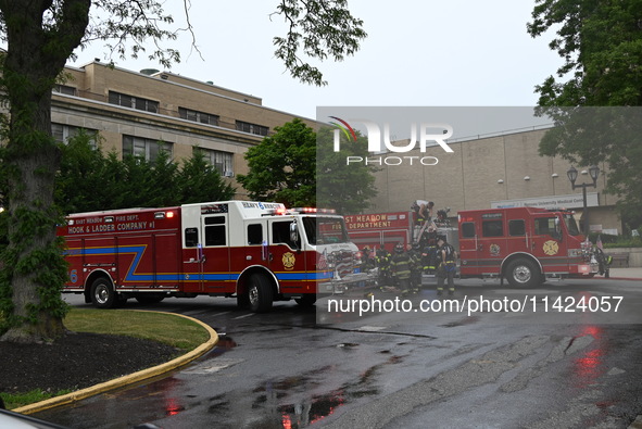 Emergency teams are outside. A generator and power outage issue are prompting a fire department response at Nassau University Medical Center...