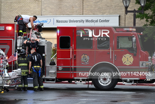 Emergency teams are outside. A generator and power outage issue are prompting a fire department response at Nassau University Medical Center...