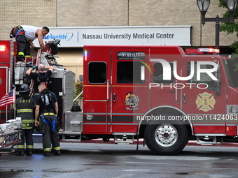 Emergency teams are outside. A generator and power outage issue are prompting a fire department response at Nassau University Medical Center...