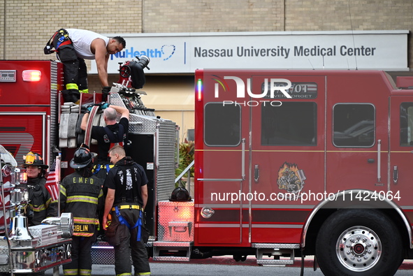 Emergency teams are outside. A generator and power outage issue are prompting a fire department response at Nassau University Medical Center...