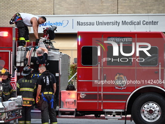 Emergency teams are outside. A generator and power outage issue are prompting a fire department response at Nassau University Medical Center...