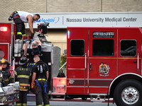 Emergency teams are outside. A generator and power outage issue are prompting a fire department response at Nassau University Medical Center...