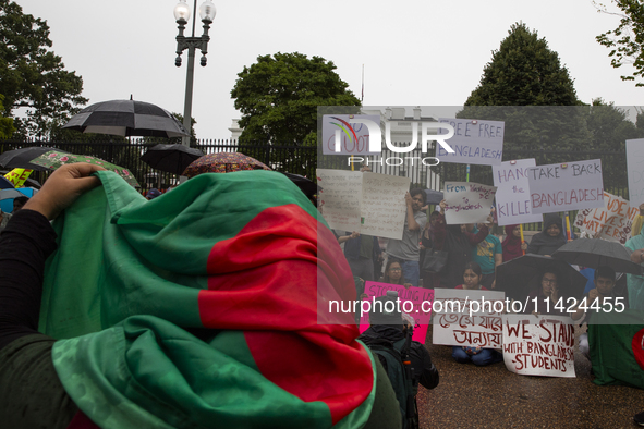 The Bangladeshi community members are holding a rally in front of the White House, in Washington DC, USA, on July 20, 2024. In the rally, th...