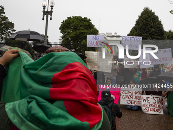 The Bangladeshi community members are holding a rally in front of the White House, in Washington DC, USA, on July 20, 2024. In the rally, th...