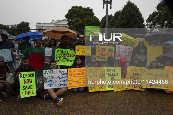 The Bangladeshi community members are holding a rally in front of the White House, in Washington DC, USA, on July 20, 2024. In the rally, th...