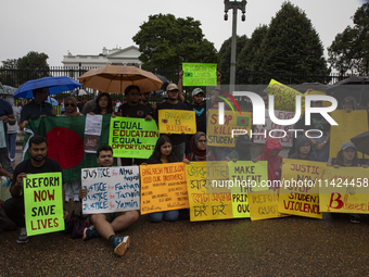 The Bangladeshi community members are holding a rally in front of the White House, in Washington DC, USA, on July 20, 2024. In the rally, th...