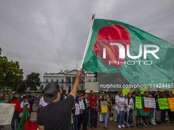 The Bangladeshi community members are holding a rally in front of the White House, in Washington DC, USA, on July 20, 2024. In the rally, th...