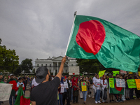 The Bangladeshi community members are holding a rally in front of the White House, in Washington DC, USA, on July 20, 2024. In the rally, th...