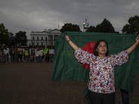 Rokeya Hashi, a Bangladeshi demonstrator, is posing for a photograph during a rally in front of the White House, Washington DC, USA, on July...