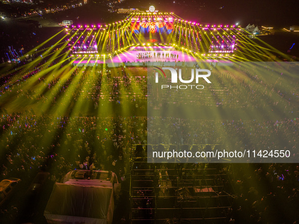 The opening ceremony of the Torch Festival is taking place on the grassland of Asilisi in Hezhang county, Bijie city, Southwest China's Guiz...