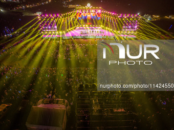 The opening ceremony of the Torch Festival is taking place on the grassland of Asilisi in Hezhang county, Bijie city, Southwest China's Guiz...