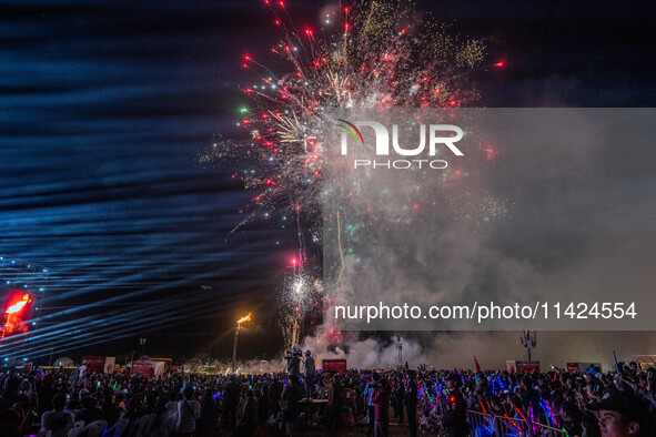 The opening ceremony of the Torch Festival is taking place on the grassland of Asilisi in Hezhang county, Bijie city, Southwest China's Guiz...