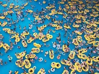 A large number of tourists are cooling off at a water park in Hangzhou, China, on July 21, 2024. (