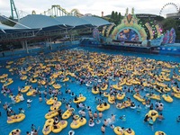 A large number of tourists are cooling off at a water park in Hangzhou, China, on July 21, 2024. (