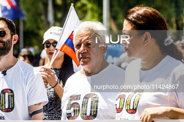 A group of Greek-Cypriots and Turkish-Cypriots is gathering at the Ledra Palace checkpoint to protest about the situation in Cyprus, demandi...