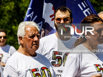 A group of Greek-Cypriots and Turkish-Cypriots is gathering at the Ledra Palace checkpoint to protest about the situation in Cyprus, demandi...