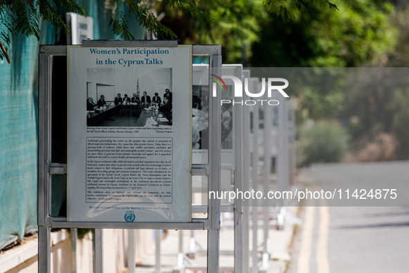 An external photography exhibition is taking place in front of the Ledra Palace hotel about women's participation in the Cyprus talks in Nic...