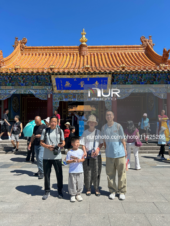 Tourists are visiting Wuliang Temple in Hohhot, Inner Mongolia, China, on July 4, 2024. 