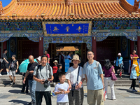 Tourists are visiting Wuliang Temple in Hohhot, Inner Mongolia, China, on July 4, 2024. (