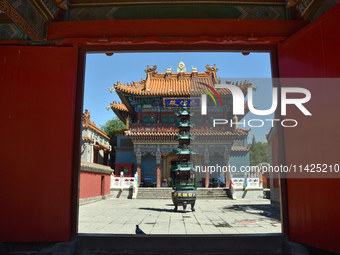 Tourists are visiting Wuliang Temple in Hohhot, Inner Mongolia, China, on July 4, 2024. (