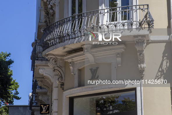 A general view of the Louis Vuitton storefront building in Lisbon, Portugal, on July 21, 2024. An interruption of Microsoft systems, related...