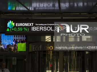 A screen is being seen at the Lisbon Stock Exchange building on July 21, 2024, in Lisbon, Portugal. An interruption of Microsoft systems, re...