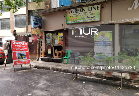 An International Bus transport office booking counter is looking empty in Kolkata, India, on July 21, 2024. International Bus Service is sto...