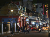 A busy street is bustling in the East Fort area during the night of the Vishu Festival in Thiruvananthapuram (Trivandrum), Kerala, India, on...