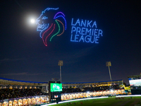 Sri Lanka cricket is displaying a drone show during the LPL final match in Colombo, Sri Lanka, on July 21, 2024. (