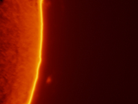 (EDITOR'S NOTE: This image was captured with an H-Alpha solar telescope and is the result of stacking the best 20% of frames. The final stac...