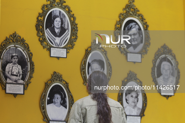 View of photographs of women inside the Museo Casa de la Memoria Indomita, where Catarino Hernandez, son of Carmelo Cortes, is present durin...