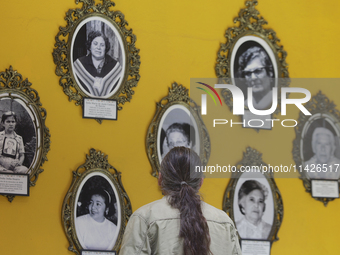 View of photographs of women inside the Museo Casa de la Memoria Indomita, where Catarino Hernandez, son of Carmelo Cortes, is present durin...