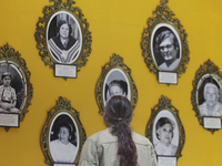 View of photographs of women inside the Museo Casa de la Memoria Indomita, where Catarino Hernandez, son of Carmelo Cortes, is present durin...