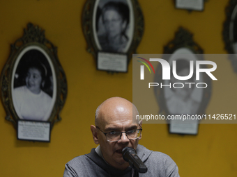 Luis Carlos Pichardo Moreno, director of the Museo Casa de la Memoria Indomita, is accompanying Catarino Hernandez, son of Carmelo Cortes, d...