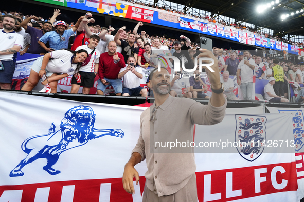 Rio Ferdinand former player of England during the UEFA EURO 2024 semi-final match between Netherlands and England at Football Stadium Dortmu...