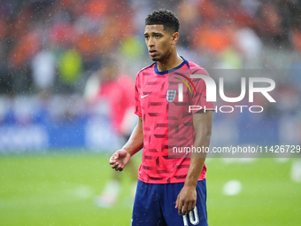 Jude Bellingham attacking midfield of England and Real Madrid during the warm-up before the UEFA EURO 2024 semi-final match between Netherla...